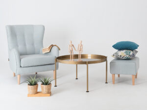 Kavos staliukų rinkinys Coffee table HANNA METAL 80-1F - auksas