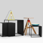 Kavos staliukų rinkinys WALL TRIO METAL 35x45x55 - juodas