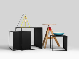 Kavos staliukų rinkinys WALL TRIO METAL 35x45x55 - juodas