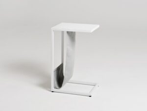 Šoninis staliukas LUPE METAL PRESS 30 - plienas, baltas