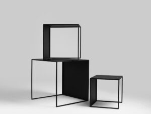 Kavos staliukų rinkinys WALL TRIO METAL 35x45x55 - juodas